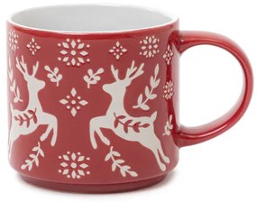 Hrnček AVERO so sobmi, červený 833415 350 ml