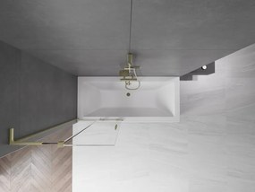 Mexen Velar L, 2-krídlová posuvná vaňová zástena 85 x 150 cm, 8mm číre sklo, zlatý matný profil, 896-085-003-01-55