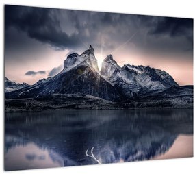 Obraz jazera s horou (70x50 cm)