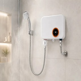 Prietokový ohrievač vody 3500 W so sprchou - biely