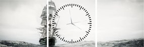 Obraz - Loď plávajúca po oceáne (s hodinami) (90x30 cm)