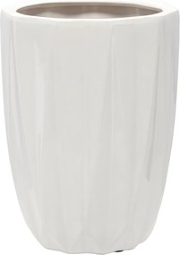 Garden Line KERAMICKÝ OBAL NA KVETINOVÝ KÔŠ 24 x 24 x 32 CM, BIELY LESK *3666