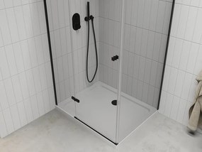 Mexen Roma Duo, sprchový kút 70 (dvere) x 80 (dvere) cm, 6mm číre sklo, čierny profil + SLIM sprchová vanička 5cm biela + čierny sifón, 854-070-080-70-00-4010B