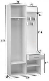 Predsieňová stena Duo biela matná