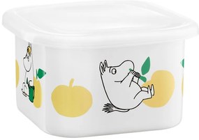 Dóza s vrchnákom Moomin Joyful Apples 1l, smalt / bielo-žltá