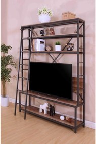 Čierna kovová knižnica s rebríkom Mauro Ferretti Manhattan, výška 210 cm