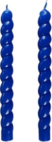 TWISTED Sada lesklých sviečok 2 ks 25,5 cm - modrá