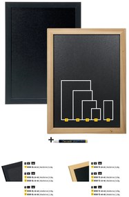 Tabula Securit WOODY nástenná na popis kriedou 60x80cm, Black + popisovač