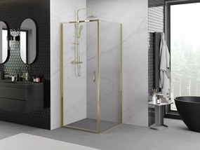 Mexen Exo, výklopný sprchový kút 90 x 90 cm, číre sklo, zlatá, 817-090-090-50-00