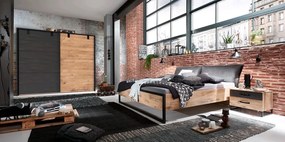 Šatník s posuvnými dverami Detroit, 250 cm, doskový dub / antracitová oceľ