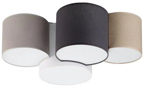 TK-LIGHTING Prisadené stropné textilné osvetlenie MONA, 4xE27, 60W, okrúhle, šedé