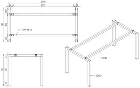 Stôl PRIMO SQUARE so sivostriebornou podnožou 1600 x 800 x 750 mm, čerešňa