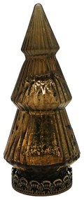 Hnedý sklenený dekoračný svietiaci stromček LEDTree - 7*16 cm