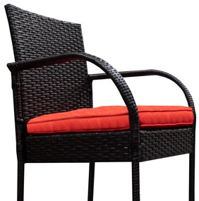 Ratanová barová stolička s lakťovými opierkami 2 kusy AGA MR4421Red - červená