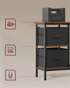 Písací rohový stôl s 2 priestrannými zásuvkami, so stojanom na monitor, rustikálny hnedý