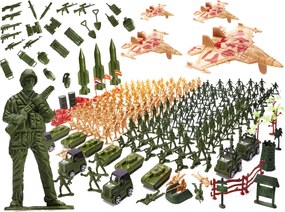 KIK 307-dielna sada vojenských figúrok pre deti – tanky, vojáci, autá a zbrane