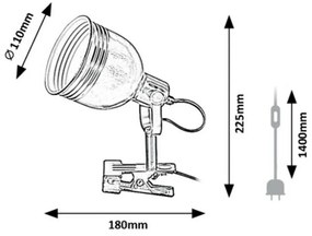 Rabalux 3092 stolná lampa s klipom