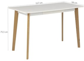 Písací stôl Rubio biely/breza