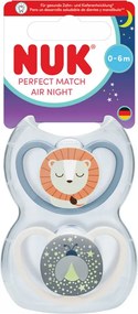 Dojčenský cumlík  NUK Perfect Match Air Night FIREFLY/LION 0-6m 2ks, vel. 0-6 m