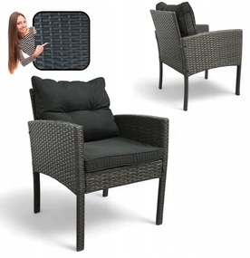Záhradné kreslo z technoratanu SFS078-SC - sivé + sivé vankúše