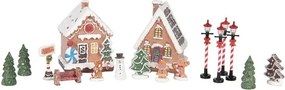 Set 17ks perníková LED chalúpka Gingerbread - 9 * 8 * 13 cm / 2xAAA