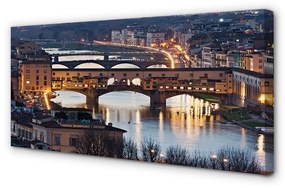 Obraz na plátne Italy Bridges noc rieka 120x60 cm