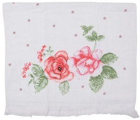 Biely kuchynský froté uterák s ružami - 40*66 cm