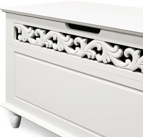 Casaria Drevená truhlica JERSEY, 80x40x48cm, biela
