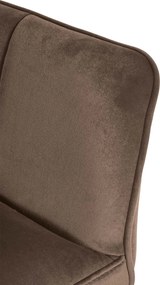 Barová stolička Damaso B - zamat, čierny 4-nohý rám - Hnedá