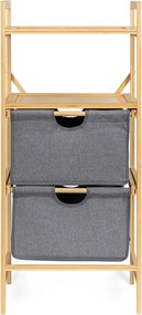 Noela Bambusový regál s 2 látkovými šuplíkmi BASKET URBAN šedý