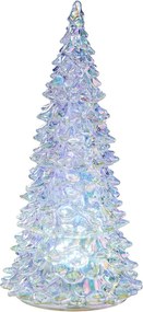 CRYSTAL LED Jedľa sklenená 22 cm - strieborná