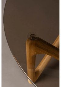 Okrúhly konferenčný stolík so sklenenou doskou v prírodnej farbe ø 80 cm Naia – Dutchbone