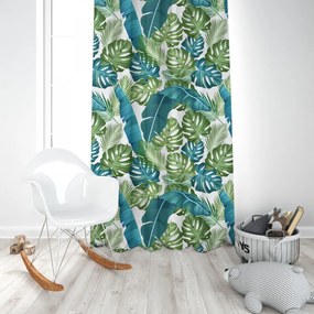 Dekorstudio Moderný záves Modré monstery Uchytenie závesu: Dekoračné kolieska