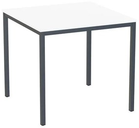Jedálenský stôl Versys s podnožím antracit RAL 7016, 80 x 80 x 74,3 cm, biely
