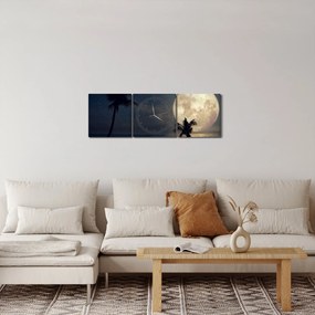 Obraz - Pláž za splnu (s hodinami) (90x30 cm)