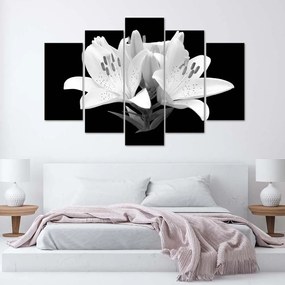 Obraz na plátně pětidílný Bílé lilie Květiny Příroda - 200x100 cm