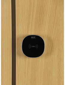 Šatníková skrinka S1 s úložnými boxmi, 4 boxy, 1850 x 300 x 500 mm, zámok s čítačkou RFID kariet, laminované dvere, buk