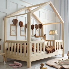 Domčeková posteľ Housebed duo - 90 x 190 cm / prírodná borovica