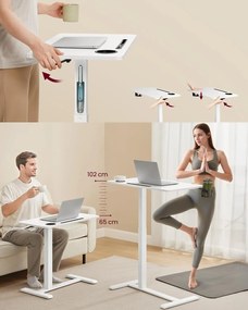 Výškovo nastaviteľný odkladací stolík Vasagle Elev 70 cm biely