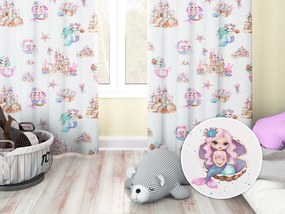 Biante Detský bavlnený záves Sandra SA-567 Morské víly a kráľovstvo na bielom 150x210 cm