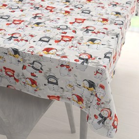 Biante Bavlnený obdĺžnikový obrus Sandra SA-661 Snehuliaci na svetlo sivom 50x100 cm