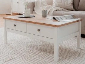 Konferenčný stolík so zásuvkami Bergen, biela/dub artisan%