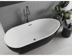 Mexen Eos, voľne stojaca vaňa 150 x 75 cm, biela-čierna, grafitový prepad, 52471507575-66