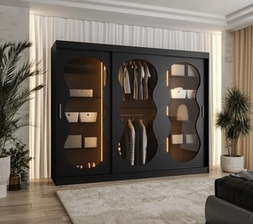 Šatníková skriňa 250 cm Boomer 3 (čierna) (s osvetlením). Akcia -20%. Vlastná spoľahlivá doprava až k Vám domov. 1126286