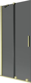Mexen Velar, 2-krídlová posuvná vaňová zástena 90 x 150 cm, 8mm šedé sklo, zlatá matná, 896-090-000-41-55