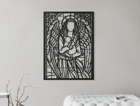 drevko Drevená dekorácia Anjel s ovečkou Rozmer obrazu: 44,5 x 32,5 cm, Farba dekorácie: Čierna