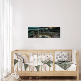 Obraz - Nočná scéna (s hodinami) (90x30 cm)