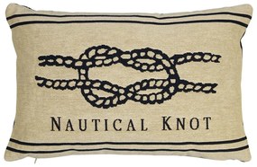 Béžovo-modrý gobelínový vankúš s uzlom Nautical knot - 45*15*30cm