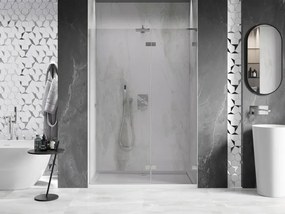 Mexen, Mexen Lunar L pravé otočné sprchové dvere 135 cm, transparentné, brúsený nikel - 834L-135-000-97-00-P