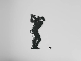 drevko Drevená nálepka na stenu Golfista Rozmer obrazu: 44,5 x 26 cm, Farba dekorácie: Čierna